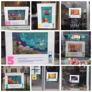 From beauty salons to Cuban restaurants and health centers, the Drum Dream Girl Story Walk boards