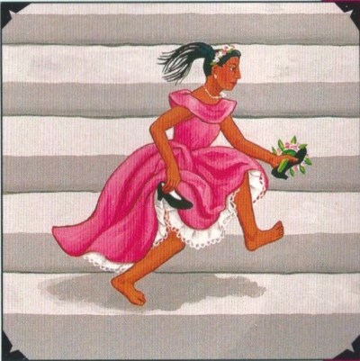 Detail from Quinceañera on the back cover of Family Pictures / Cuadros de familia.